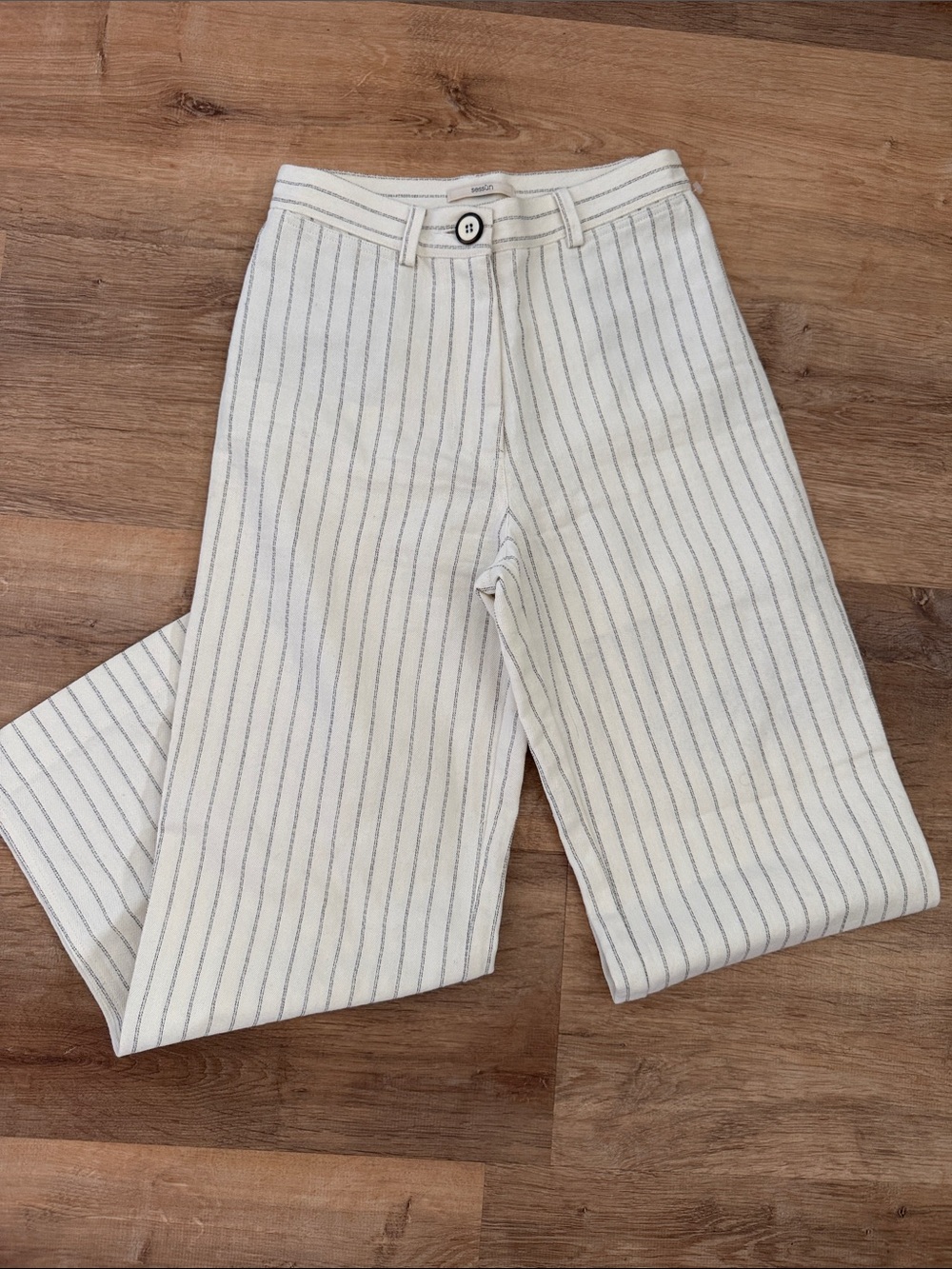 NWOT Sessun High-Rise Cream Pinstripe Wide-Leg Pants